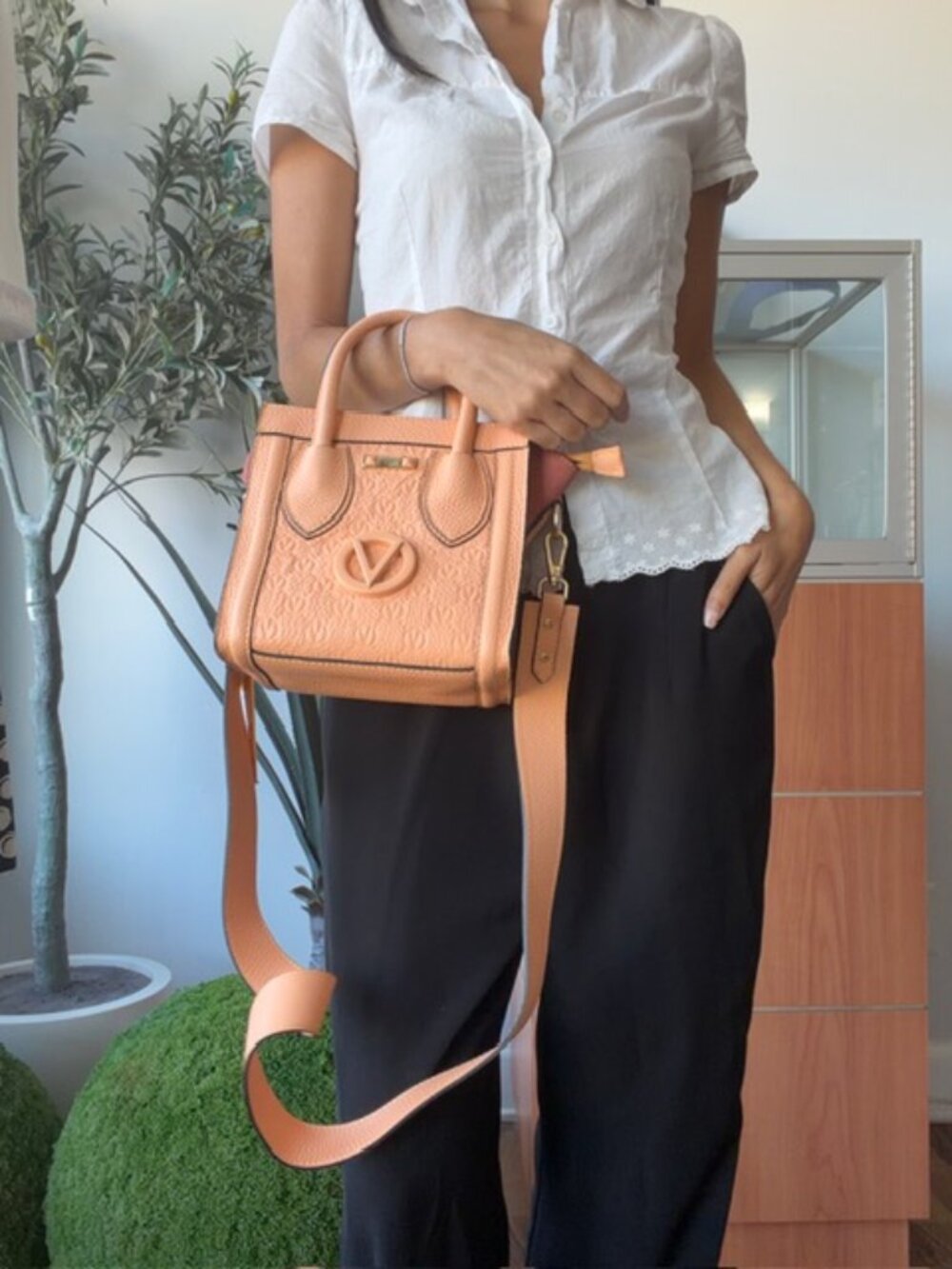 Valentino by M Valentino Eva Leather Peach Tote, NWT